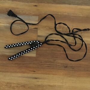 Black Polka Dot Mini Flat Iron Hair Straightener Size 6 1/4” long